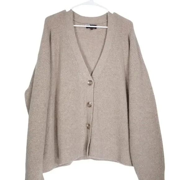 GUC Repaired Quince XL Oatmeal Mongolian Cashmere Fisherman Cropped Cardigan - Picture 3 of 12